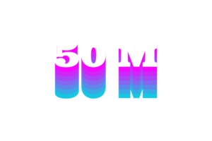 50 millón suscriptores celebracion saludo número con color diseño png