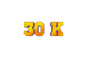 30 k subscribers celebration greeting Number with 3d design png