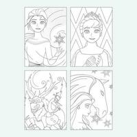 Snow Princess Story in Children Coloring Pages vector