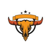 Bulls skull head mascot logo for shirt or organization vector