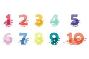 A vector illustrations of kids numbers brush set