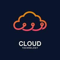 Cloud technology logo icon template. Cloud symbol with circuit pattern. IT and computers, internet and connectivity vector illustration.