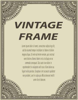 Isolated frames in baroque antique style. engraving ornament frames.
