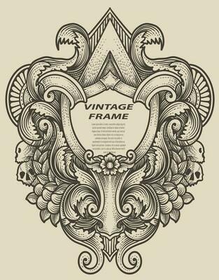 Isolated frames in baroque antique style. engraving ornament frames.