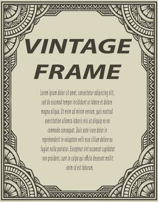 Isolated frames in baroque antique style. engraving ornament frames.