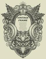 Isolated frames in baroque antique style. engraving ornament frames. vector