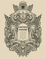 Isolated frames in baroque antique style. engraving ornament frames. vector