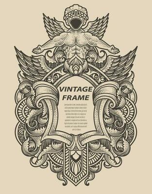 Isolated frames in baroque antique style. engraving ornament frames.