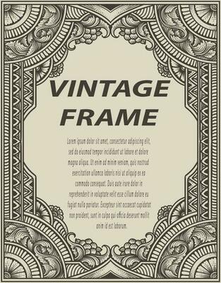 Isolated frames in baroque antique style. engraving ornament frames.