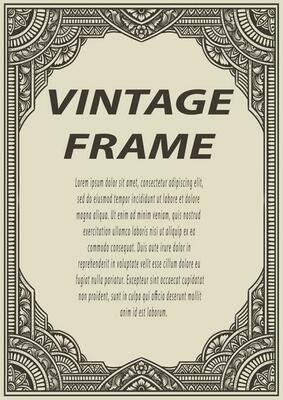 Isolated frames in baroque antique style. engraving ornament frames.