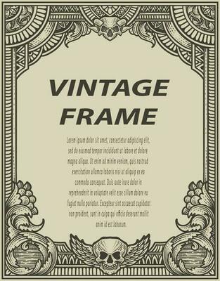 Isolated frames in baroque antique style. engraving ornament frames.