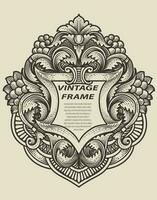 Isolated frames in baroque antique style. engraving ornament frames. vector