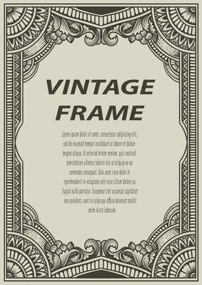 Isolated frames in baroque antique style. engraving ornament frames.