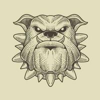 illustration bulldog head on black background vector