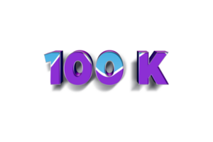 100 k subscribers celebration greeting Number with blue purple design png
