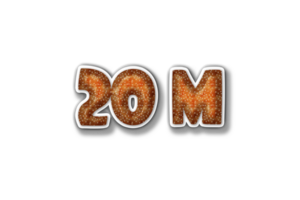 20 million subscribers celebration greeting Number with cutting design png