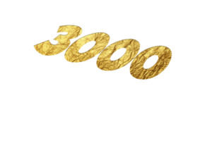 3000 Abonnenten Feier Gruß Nummer mit golden Papier Design png