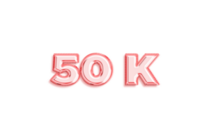 50 k subscribers celebration greeting Number with rose gold design png