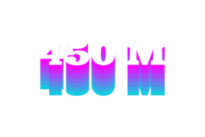 450 million subscribers celebration greeting Number with multi color design png