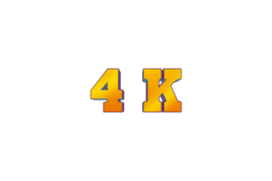 4 4 k suscriptores celebracion saludo número con 3d diseño png