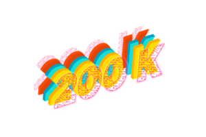 200 k subscribers celebration greeting Number with tech design png