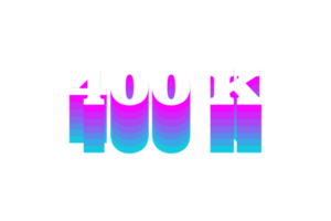 400 k subscribers celebration greeting Number with multi color design png