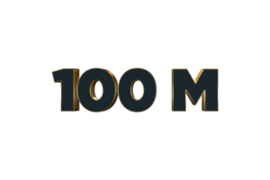 100 million subscribers celebration greeting Number with luxury design png