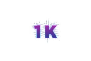 1 k suscriptores celebracion saludo número con púrpura brillante diseño png