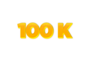 100 k subscribers celebration greeting Number with yellow design png