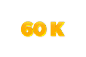 60 k subscribers celebration greeting Number with yellow design png