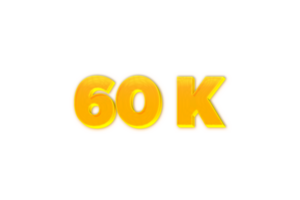 60 60 k suscriptores celebracion saludo número con amarillo diseño png