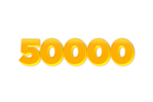 50000 subscribers celebration greeting Number with yellow design png