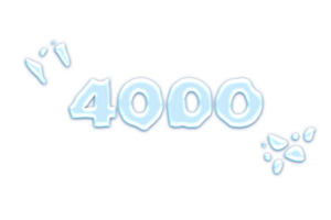 4000 subscribers celebration greeting Number with water design png