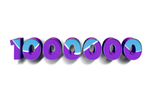 1000000 subscribers celebration greeting Number with blue purple design png