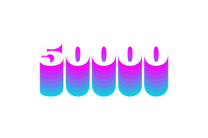 50000 subscribers celebration greeting Number with multi color design png