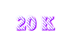 20 k subscribers celebration greeting Number with strips design png