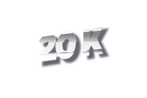 20 k subscribers celebration greeting Number with cutting design png