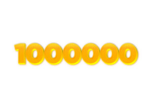 1000000 subscribers celebration greeting Number with yellow design png