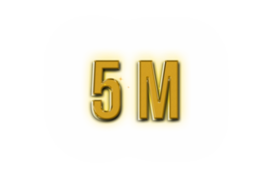 5 million subscribers celebration greeting Number with golden design png