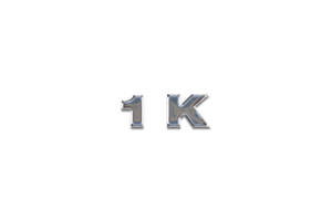 1 k subscribers celebration greeting Number with chrome design png