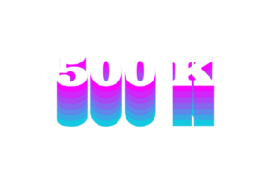 500 k subscribers celebration greeting Number with multi color design png