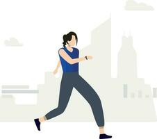 The girl is walking for exercise. vector