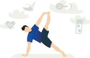 Boy exercising for fitness. vector