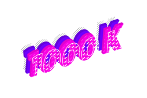 1000 k subscribers celebration greeting Number with multi layer design png