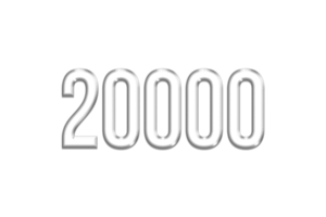 20000 suscriptores celebracion saludo número con plata diseño png