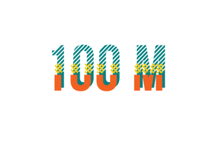 100 million subscribers celebration greeting Number with strips design png