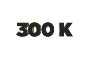 300 k subscribers celebration greeting Number with luxury design png