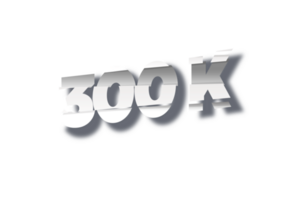 300 k subscribers celebration greeting Number with cutting design png