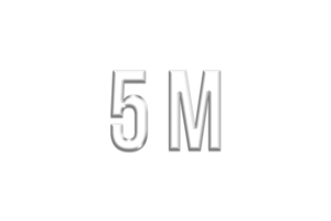 5 million subscribers celebration greeting Number with silver design png