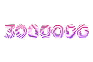 3000000 subscribers celebration greeting Number with waves design png